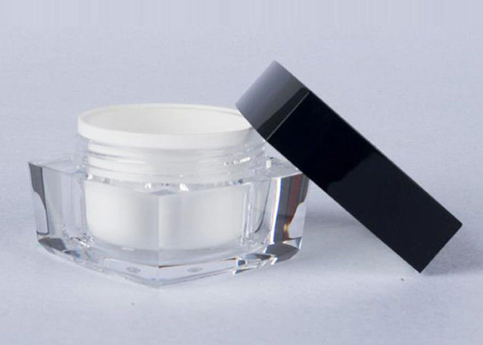 Doppel-wandige gesichts-Cremetiegel ISO FDA 30g 60g Acrylmit schwarzer Überwurfmutter